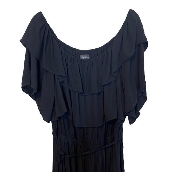 City Chic Off the Shoulder Monaco Maxi Dress in Black Women's Plus 20 NWT - Picture 9 of 9